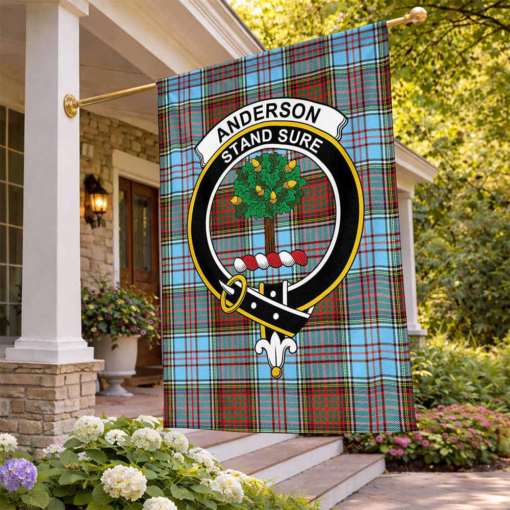 Scottish Anderson Ancient Clan Badge Tartan Flag Parade Vertical Style