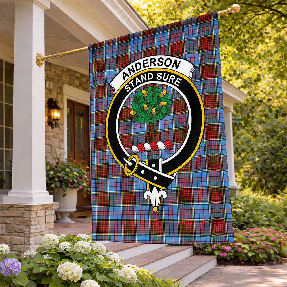 Scottish Anderson Modern Clan Badge Tartan Flag Parade Vertical Style