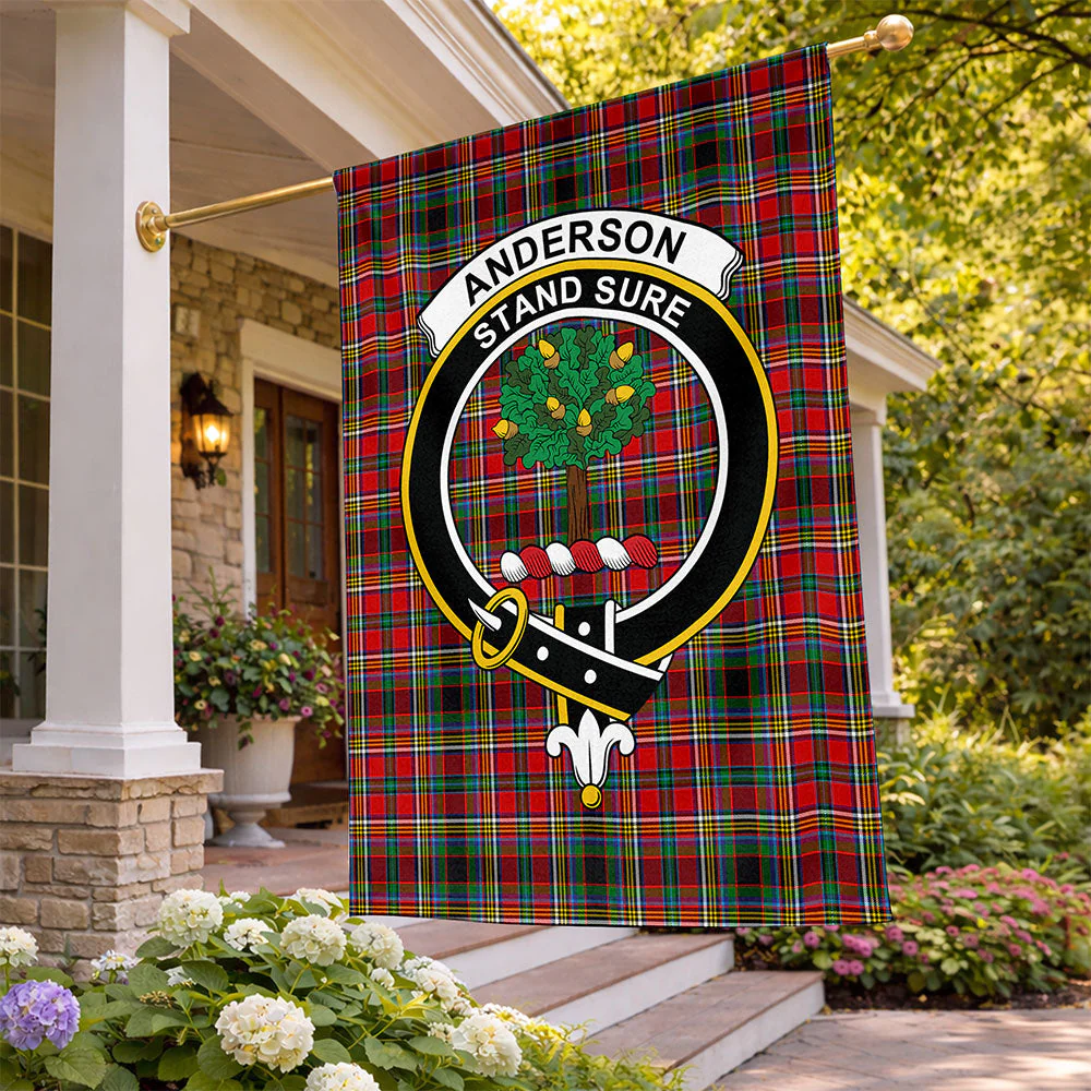Scottish Anderson of Arbrake Clan Badge Tartan Flag Parade Vertical Style