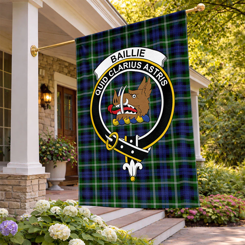 Scottish Baillie Modern Clan Badge Tartan Flag Parade Vertical Style