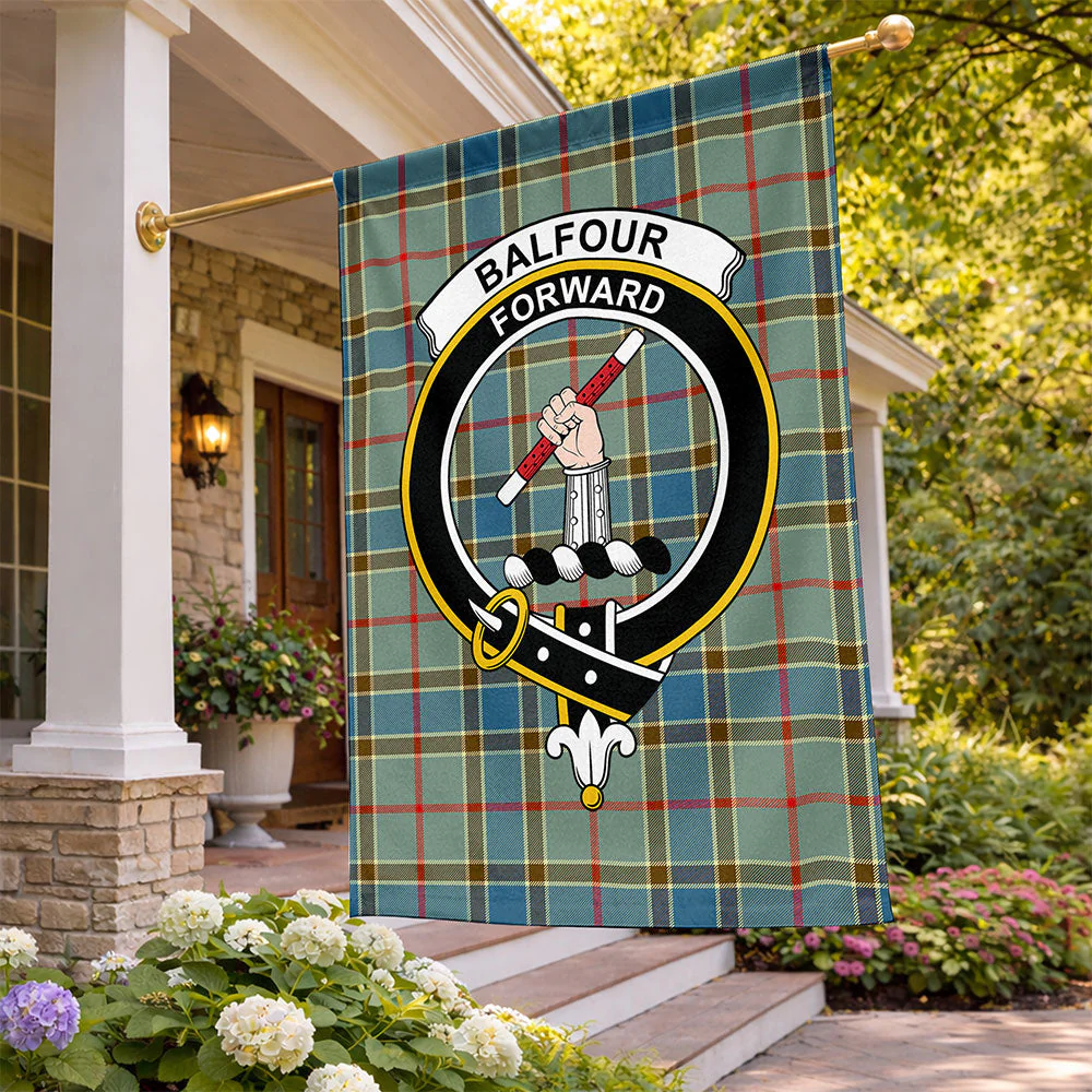 Scottish Balfour Blue Clan Badge Tartan Flag Parade Vertical Style