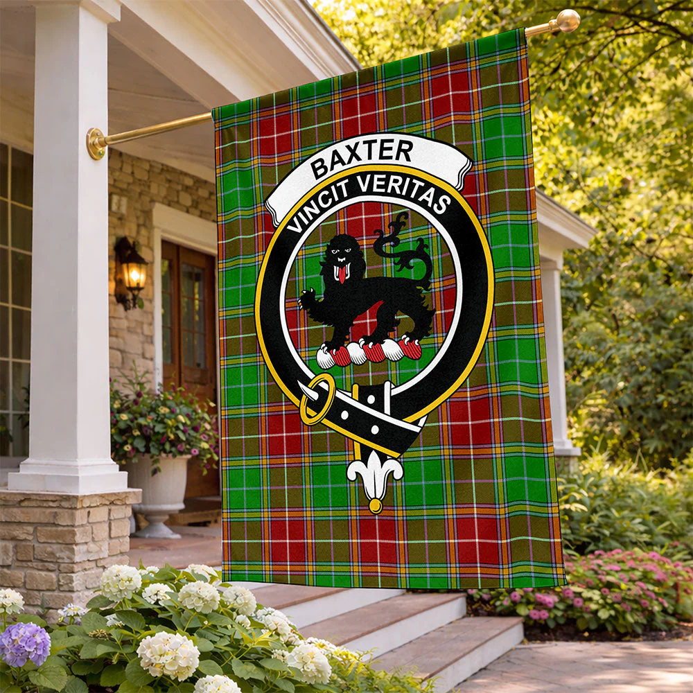 Scottish Baxter Modern Clan Badge Tartan Flag Parade Vertical Style