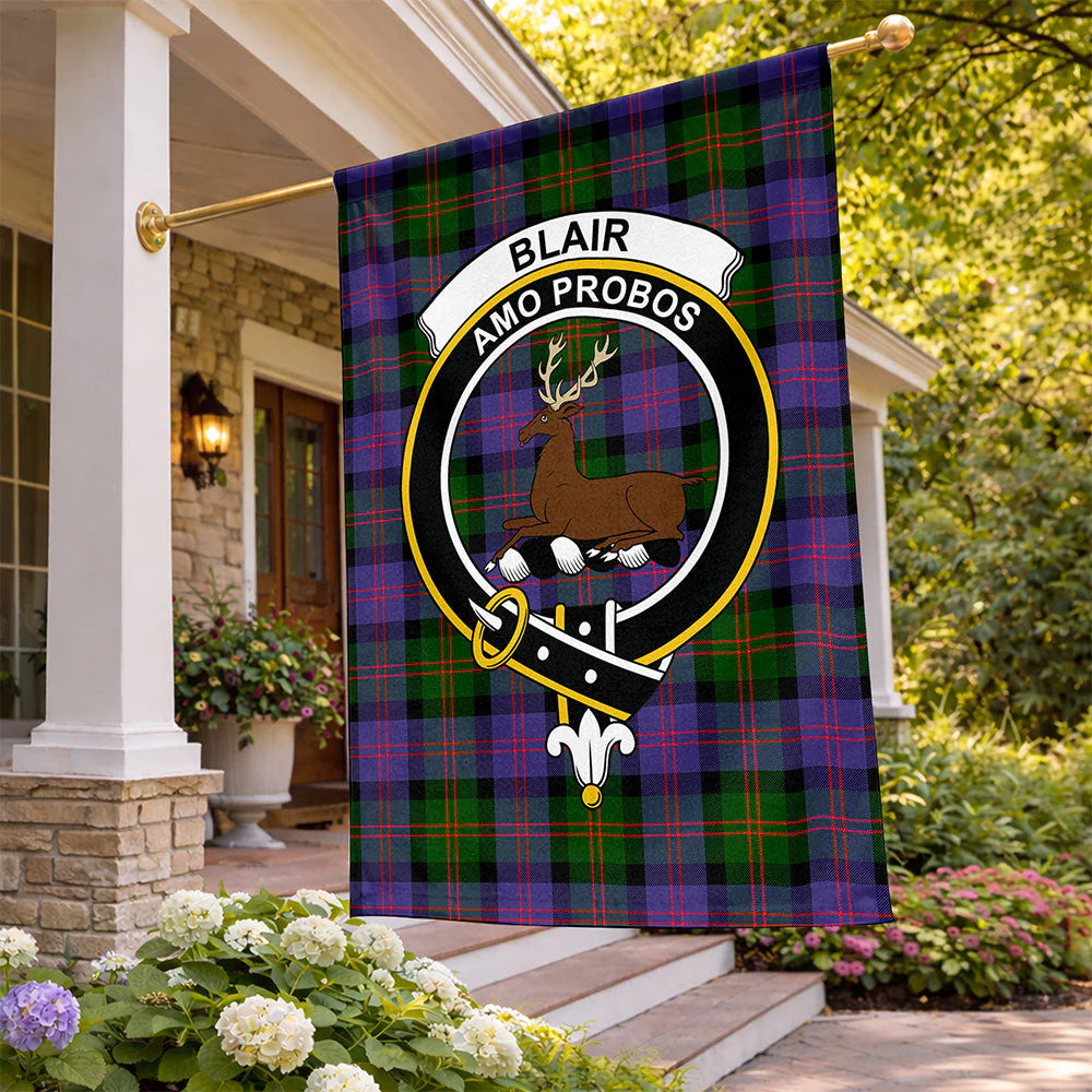 Scottish Blair Modern Clan Badge Tartan Flag Parade Vertical Style