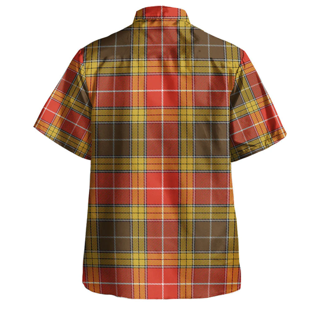 Scottish Buchanan Old Set Weathered Clan Badge Tartan Hawaiian Shirt - Image 3