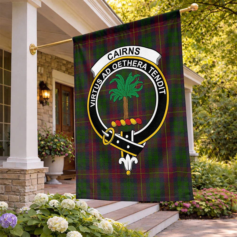 Scottish Cairns Clan Badge Tartan Flag Parade Vertical Style