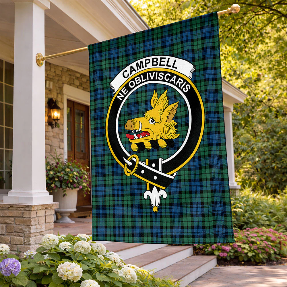 Scottish Campbell Ancient 02 Clan Badge Tartan Flag Parade Vertical Style