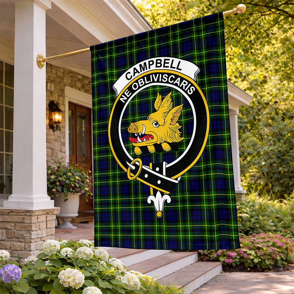 Scottish Campbell of Breadalbane Modern Clan Badge Tartan Flag Parade Vertical Style