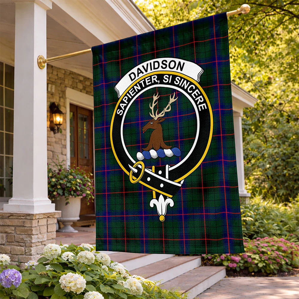 Scottish Davidson Modern Clan Badge Tartan Flag Parade Vertical Style