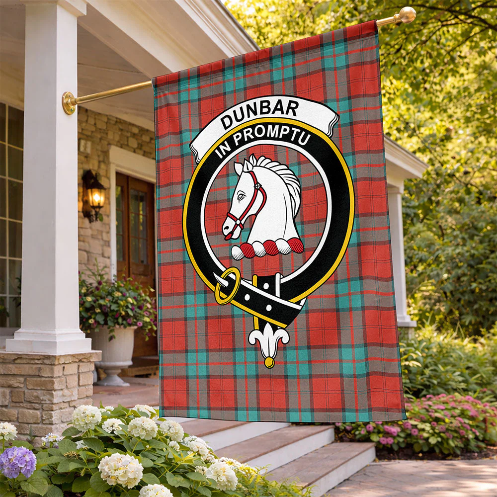 Scottish Dunbar Ancient Clan Badge Tartan Flag Parade Vertical Style