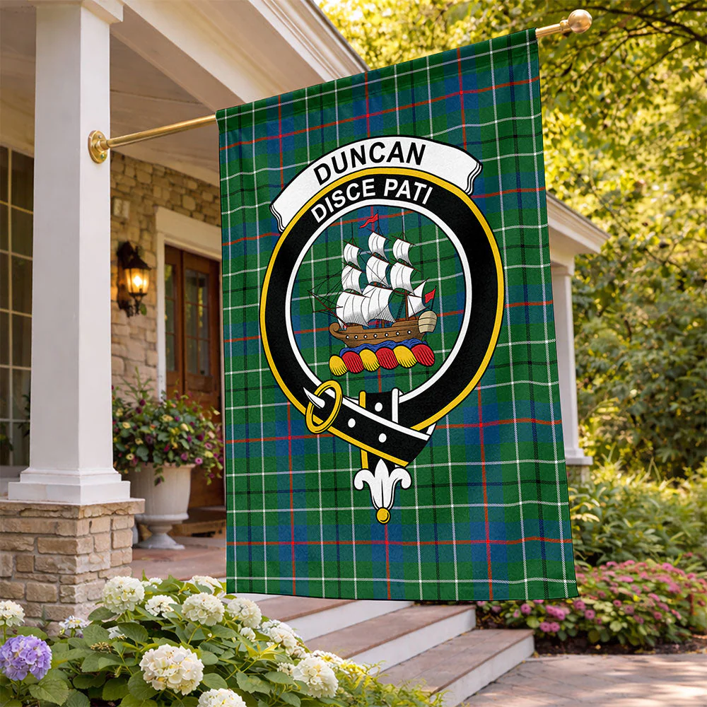 Scottish Duncan Ancient Clan Badge Tartan Flag Parade Vertical Style