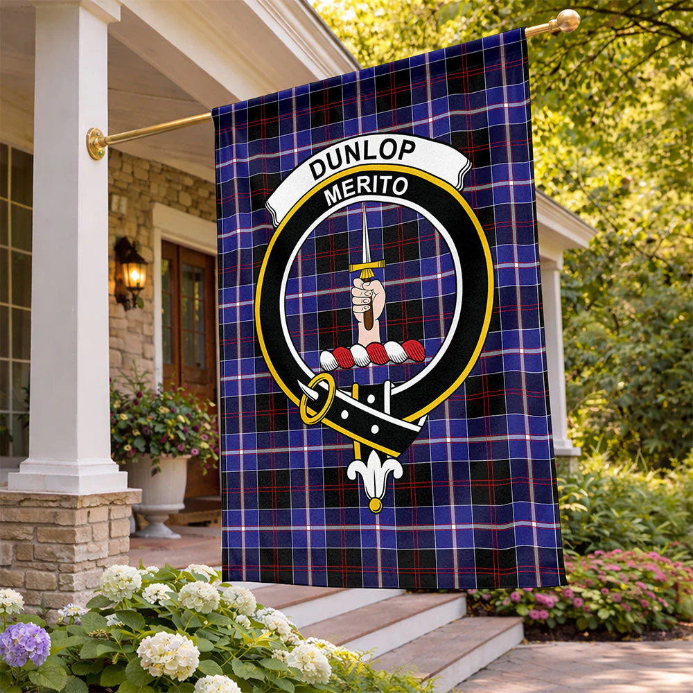 Scottish Dunlop Modern Clan Badge Tartan Flag Parade Vertical Style