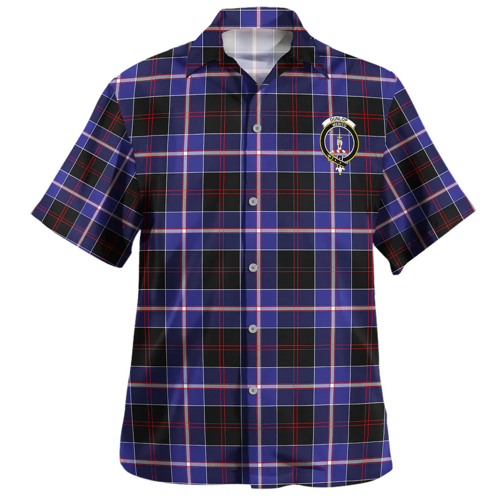 Scottish Dunlop Modern Clan Badge Tartan Hawaiian Shirt - Image 2