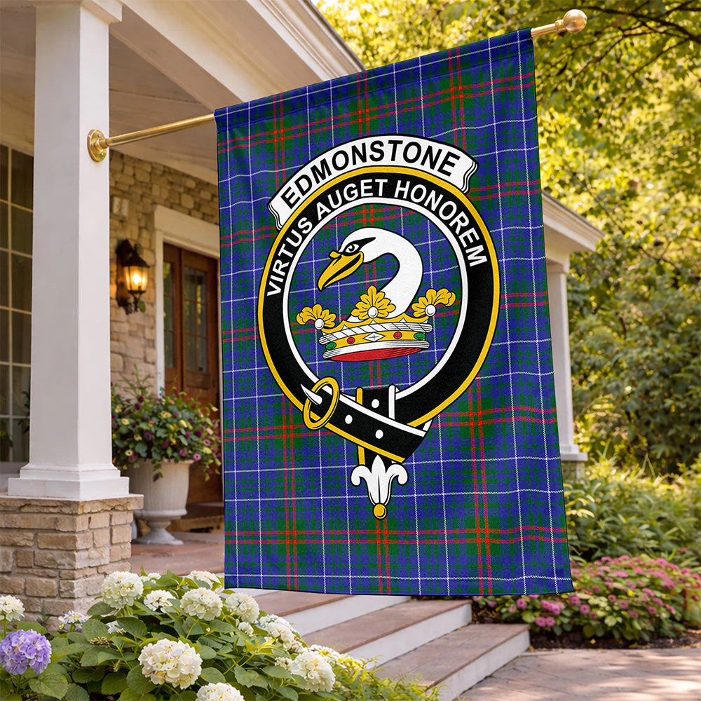 Scottish Edmonstone Clan Badge Tartan Flag Parade Vertical Style