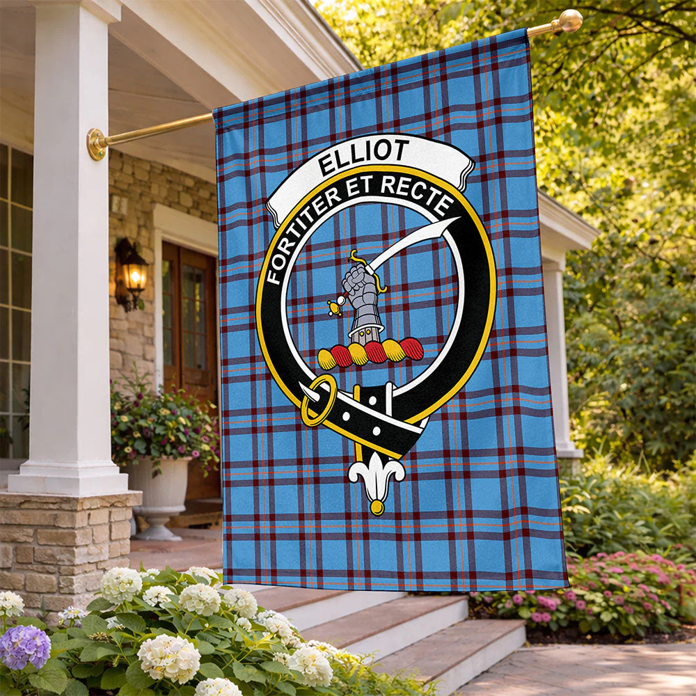 Scottish Elliot Ancient Clan Badge Tartan Flag Parade Vertical Style