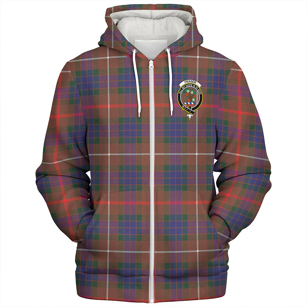 Scottish Fraser Hunting Modern Clan Badge Tartan Sherpa Hoodie - Image 3