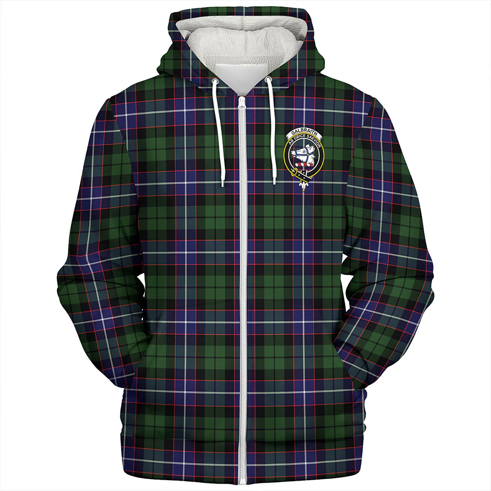 Scottish Galbraith Modern Clan Badge Tartan Sherpa Hoodie - Image 3