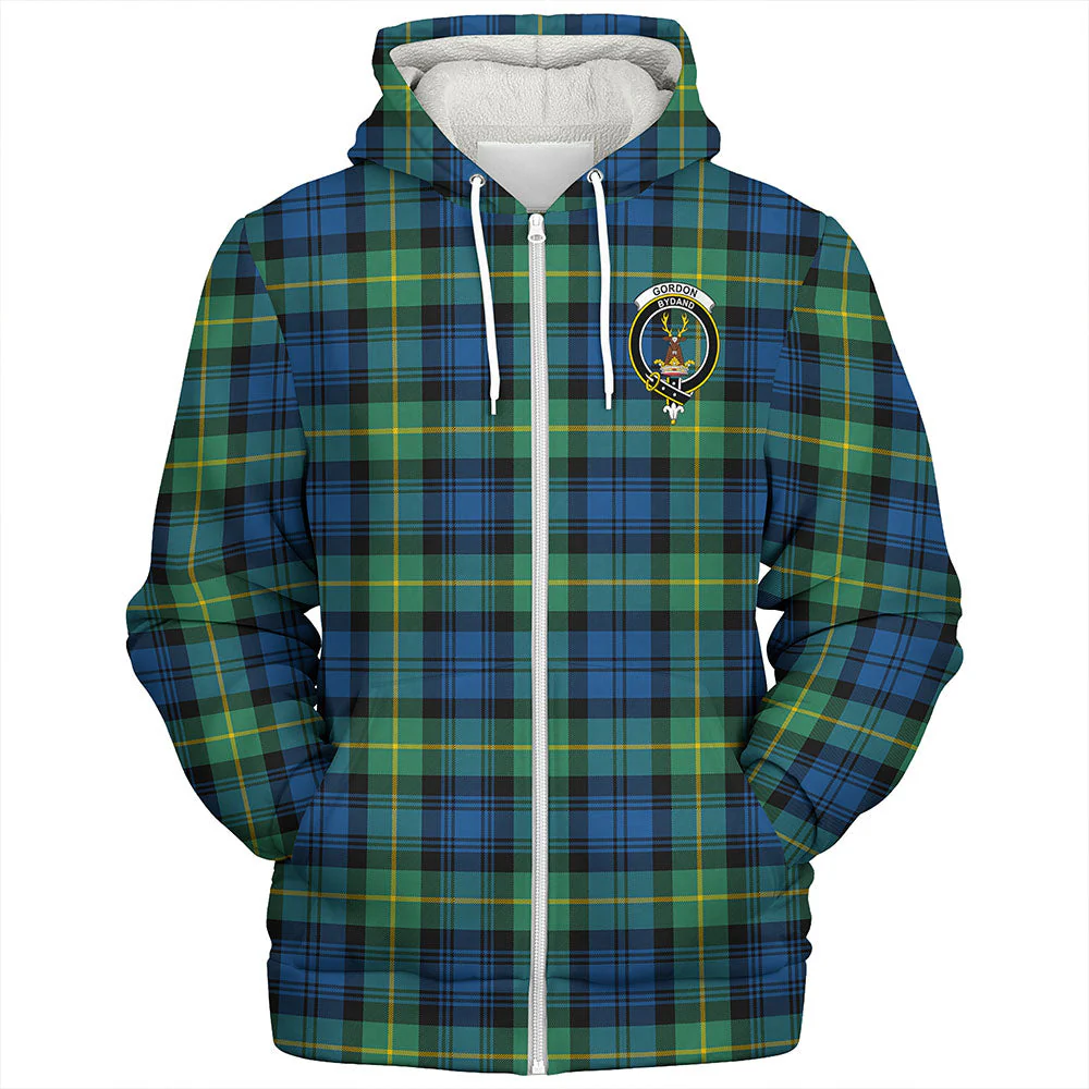 Scottish Gordon Ancient Clan Badge Tartan Sherpa Hoodie - Image 3