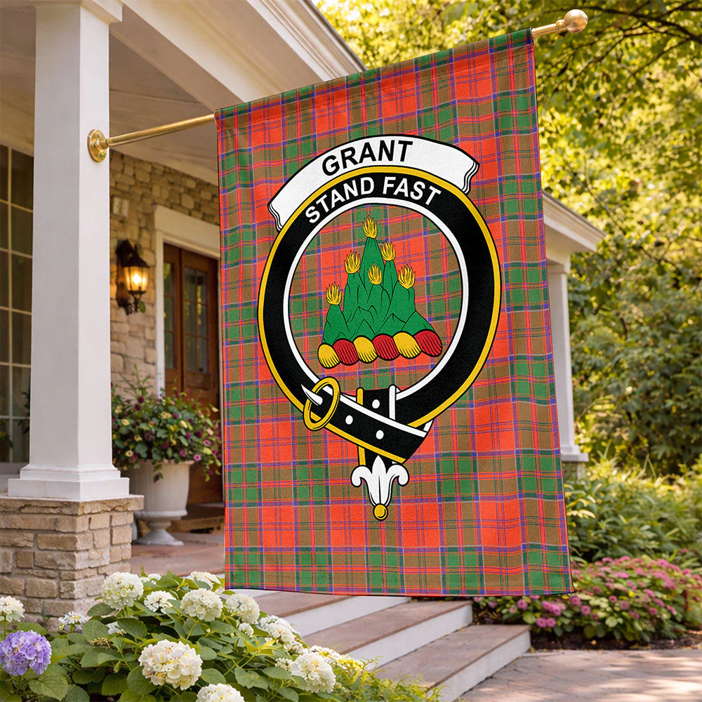 Scottish Grant Ancient Clan Badge Tartan Flag Parade Vertical Style