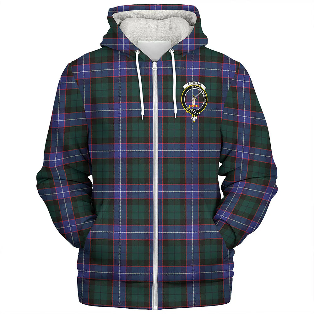 Scottish Guthrie Modern Clan Badge Tartan Sherpa Hoodie - Image 3