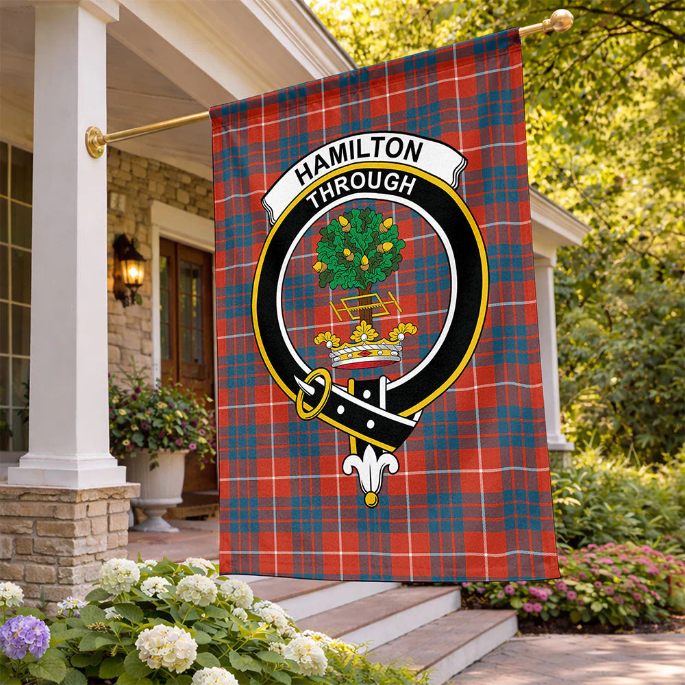 Scottish Hamilton Ancient Clan Badge Tartan Flag Parade Vertical Style