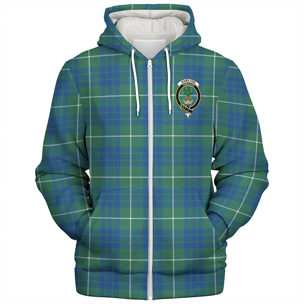 Scottish Hamilton Hunting Ancient Clan Badge Tartan Sherpa Hoodie - Image 3