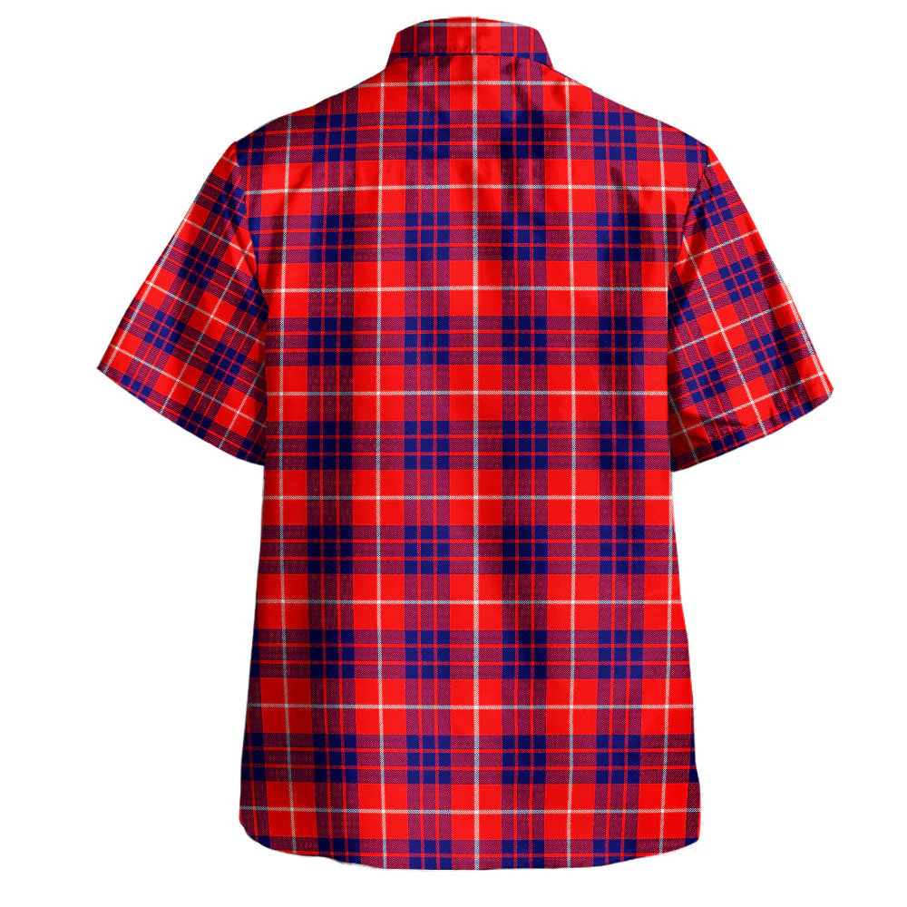 Scottish Hamilton Modern Clan Badge Tartan Hawaiian Shirt - Image 3