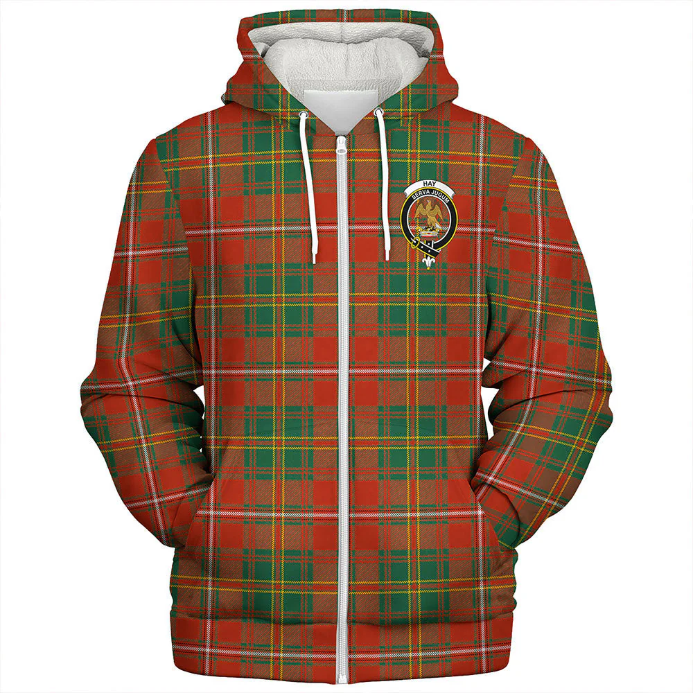 Scottish Hay Ancient Clan Badge Tartan Sherpa Hoodie - Image 3