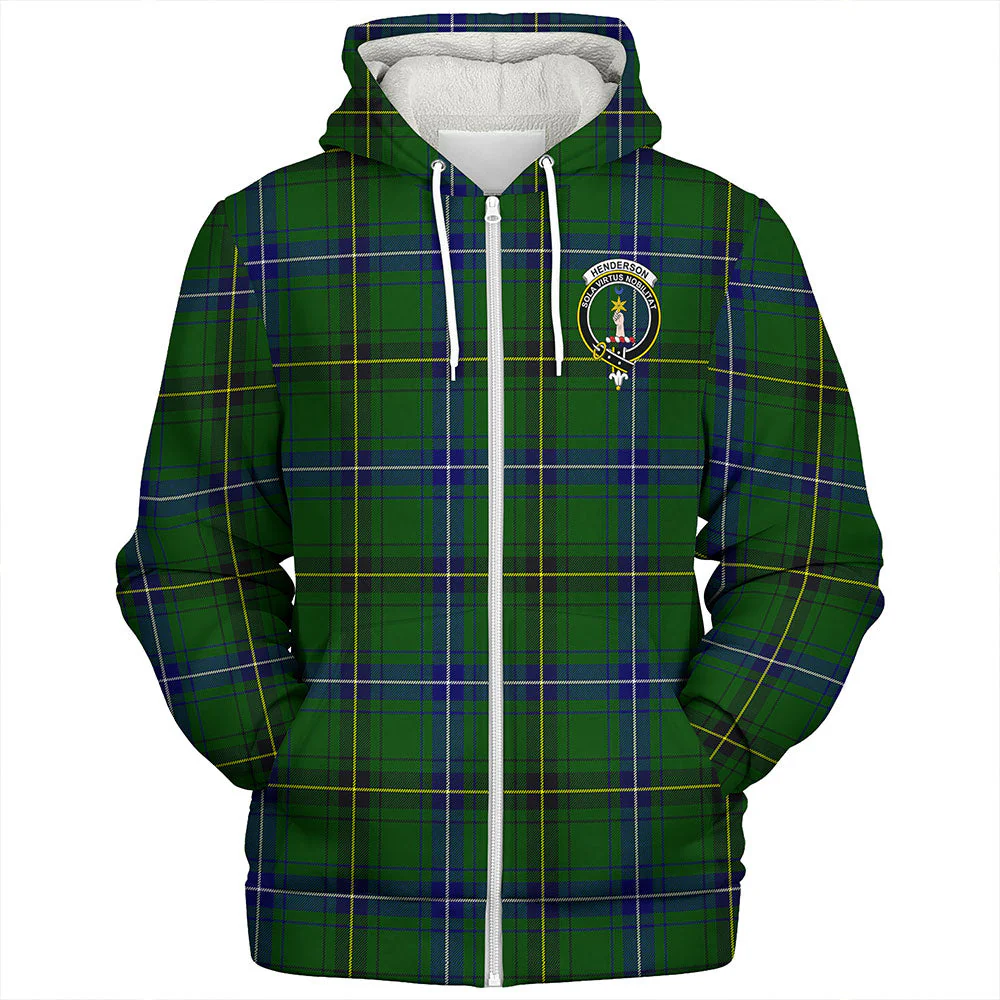 Scottish Henderson Modern Clan Badge Tartan Sherpa Hoodie - Image 3