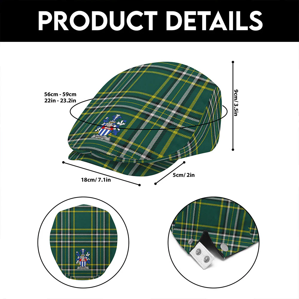 Irish Bagwell Family Crest Tartan Flat Cap - Image 6