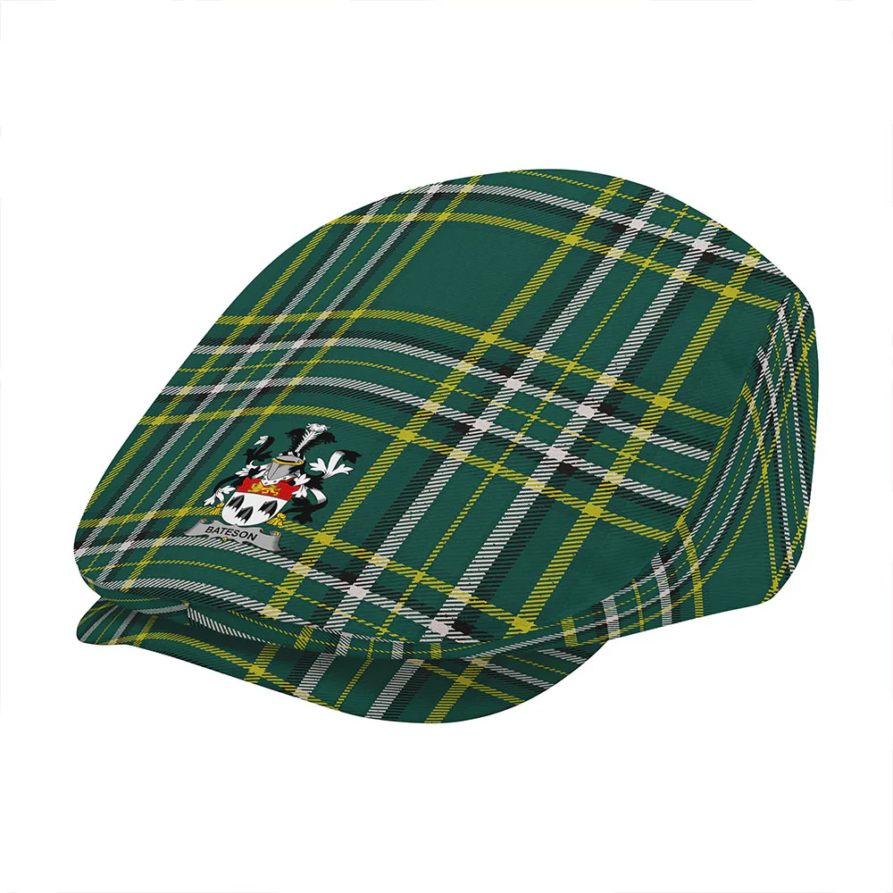 Irish Bateson Family Crest Tartan Flat Cap - Image 3
