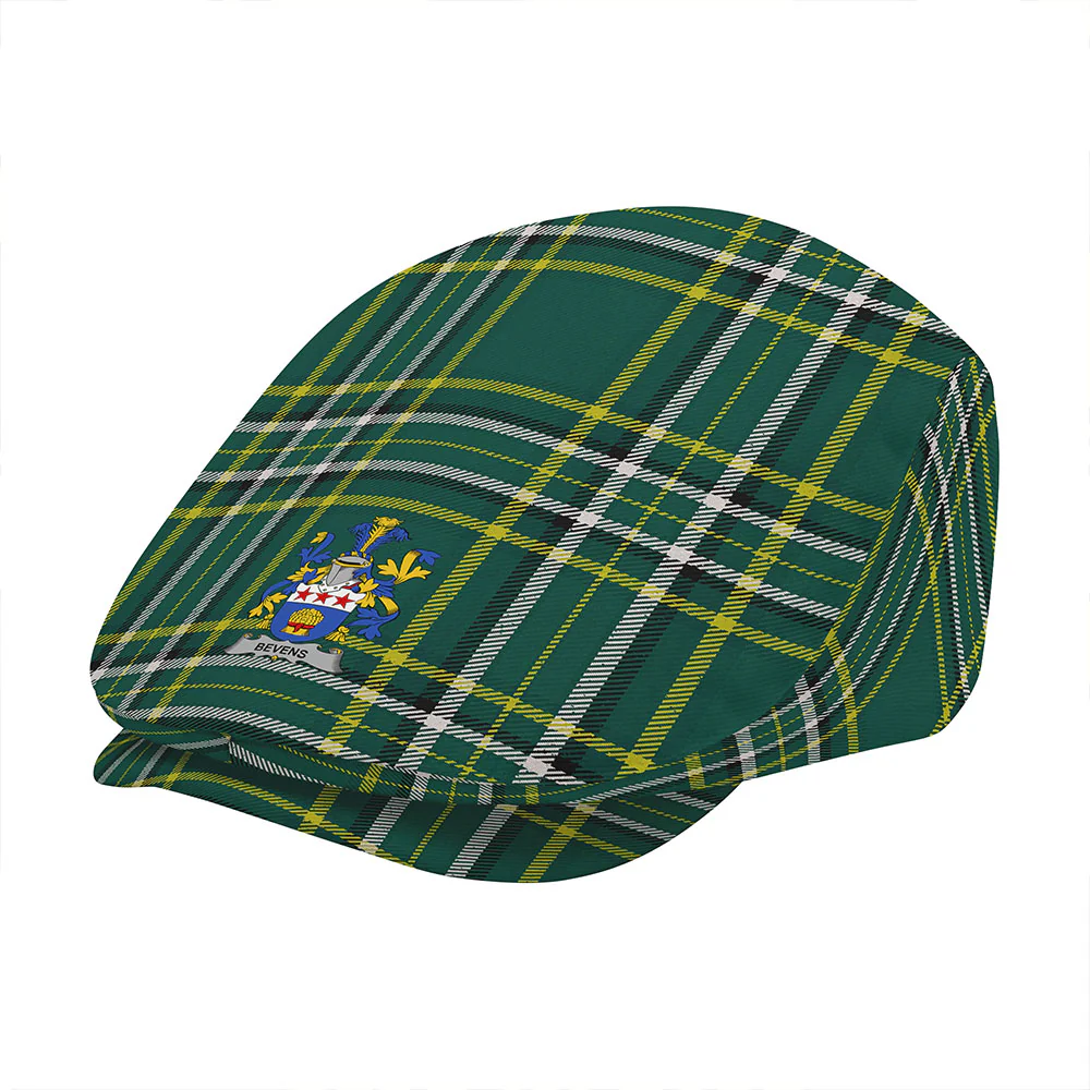 Irish Bevens Family Crest Tartan Flat Cap - Image 3