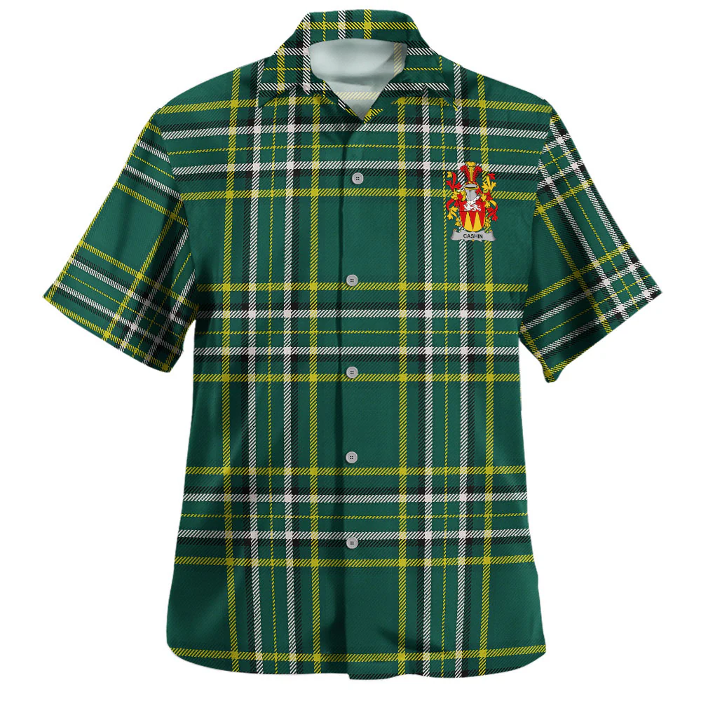 Irish Cashin Family Crest Tartan Hawaiian Shirt