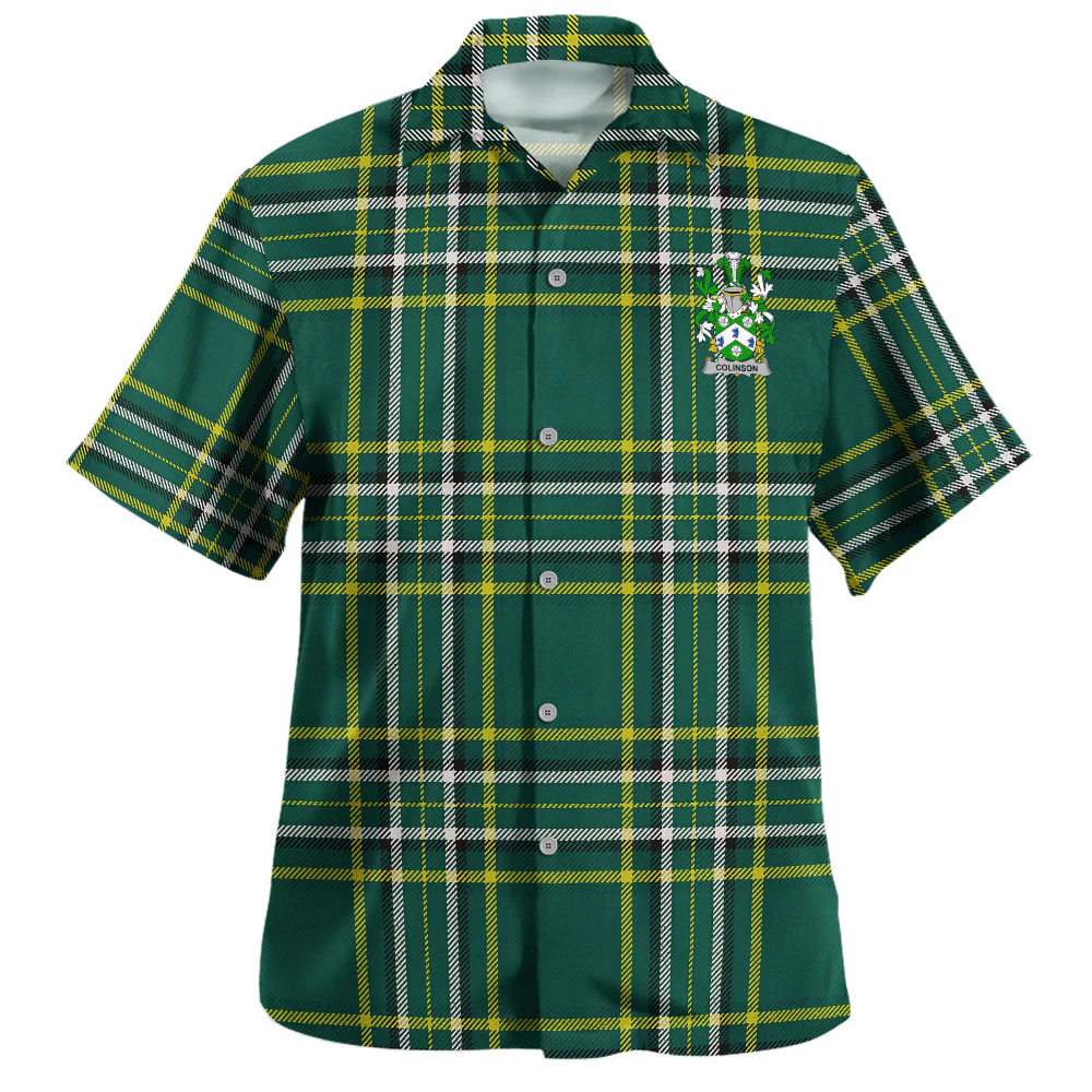 Irish Colinson Family Crest Tartan Hawaiian Shirt