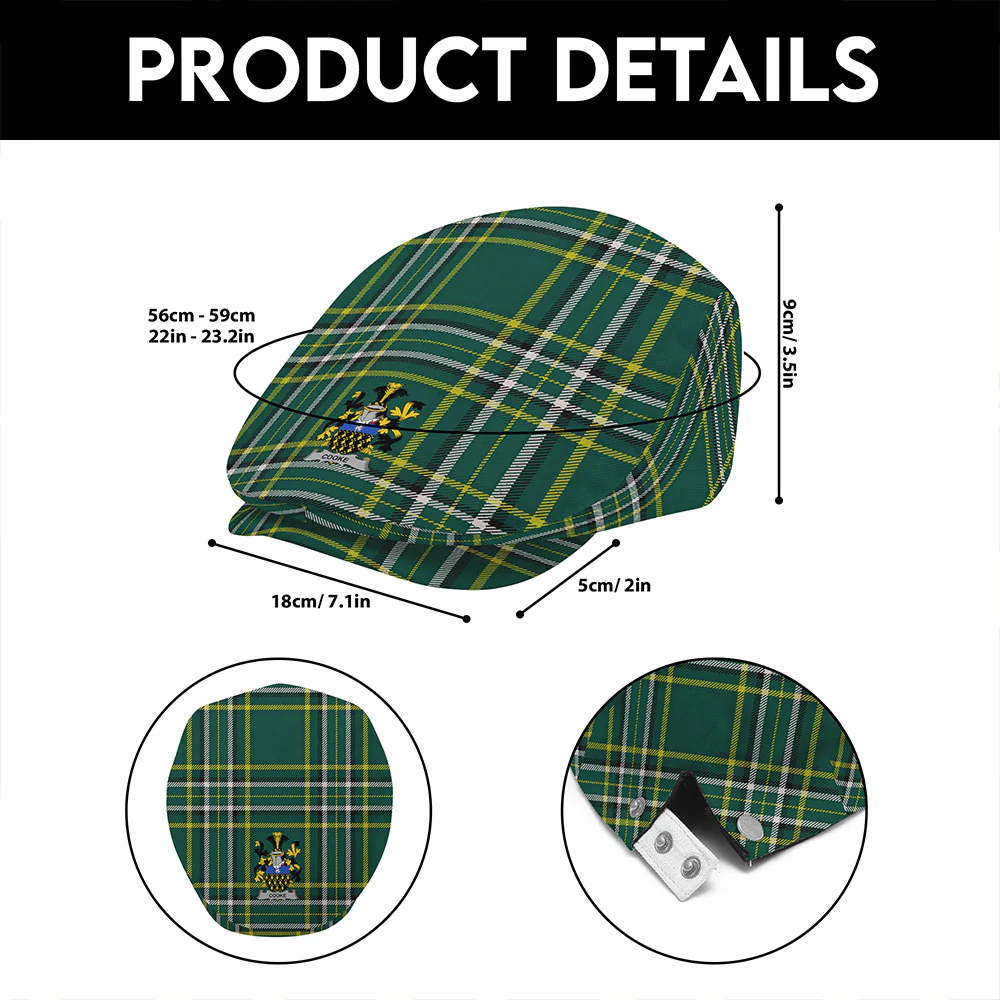 Irish Cooke Family Crest Tartan Flat Cap - Image 6