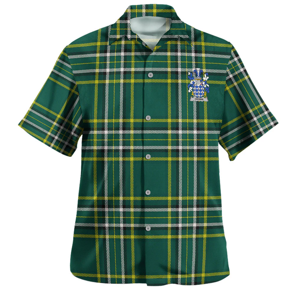 Irish Cronin Family Crest Tartan Hawaiian Shirt