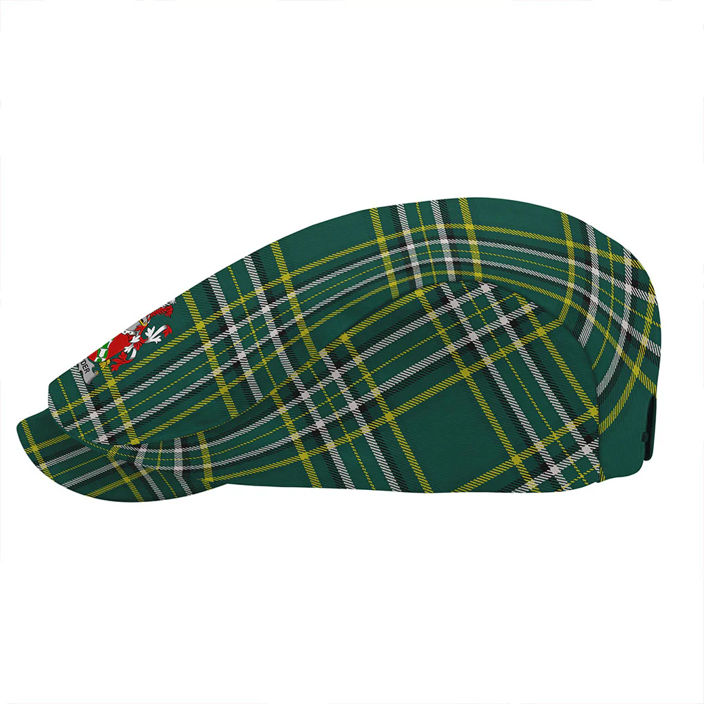Irish Crowder Family Crest Tartan Flat Cap - Image 4