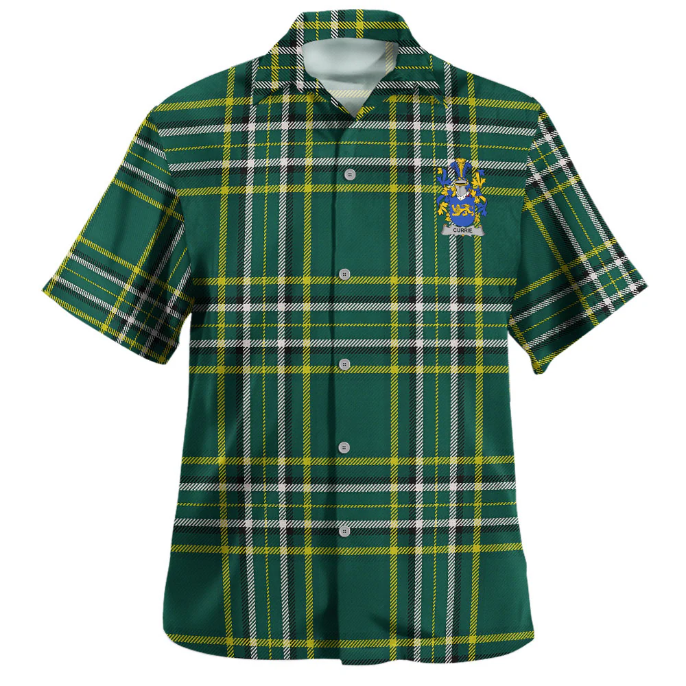 Irish Currie Family Crest Tartan Hawaiian Shirt