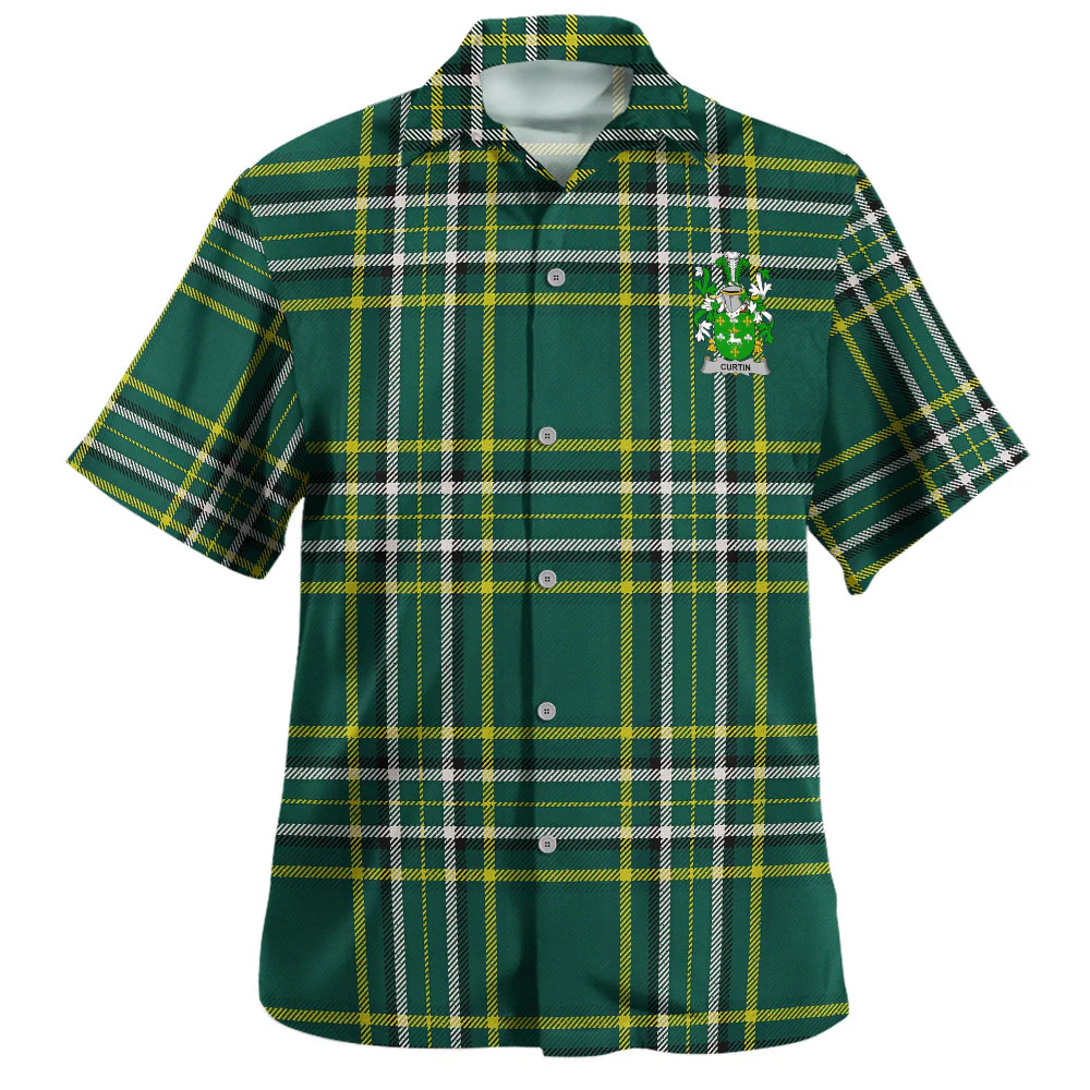 Irish Curtin Family Crest Tartan Hawaiian Shirt