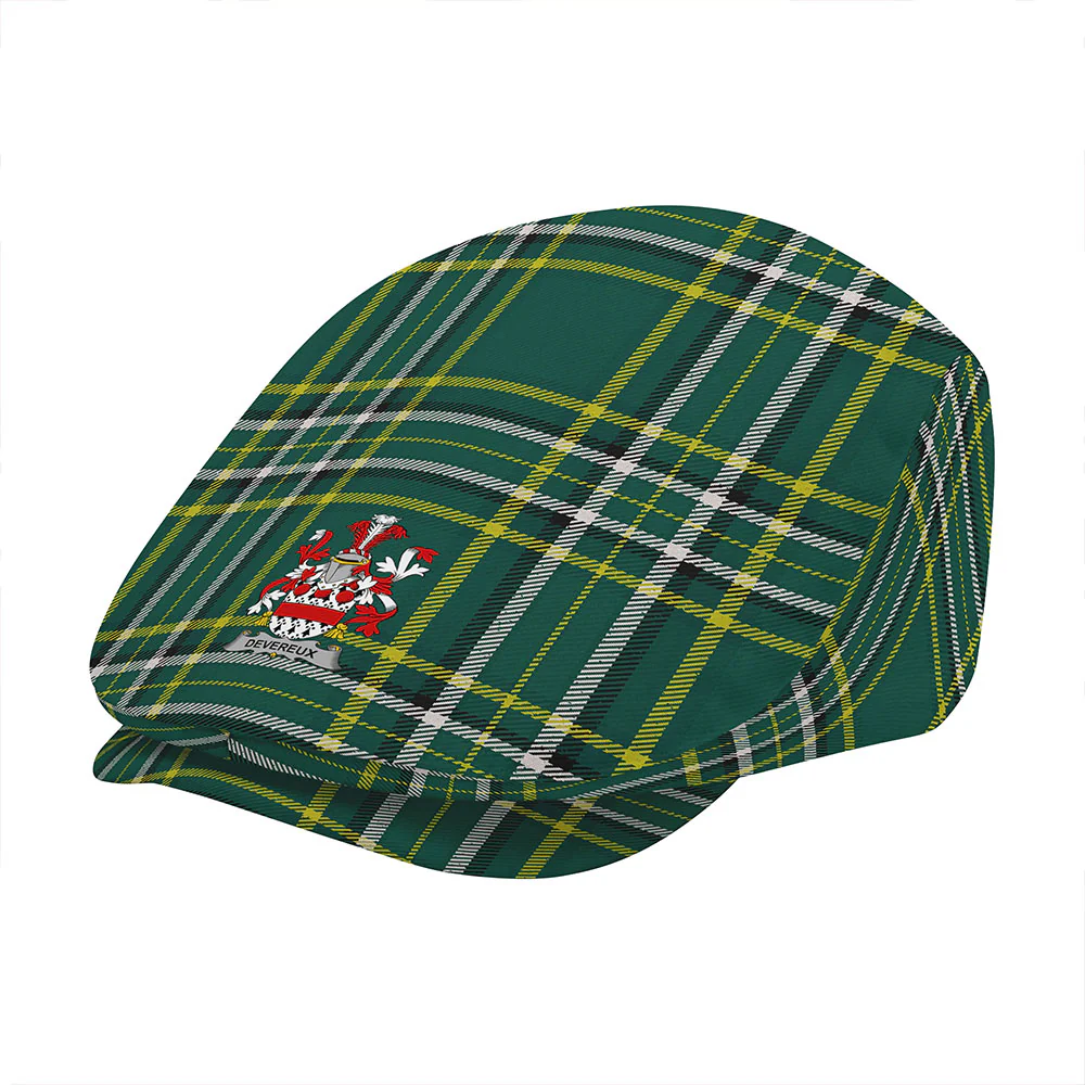 Irish Devereux Family Crest Tartan Flat Cap - Image 3