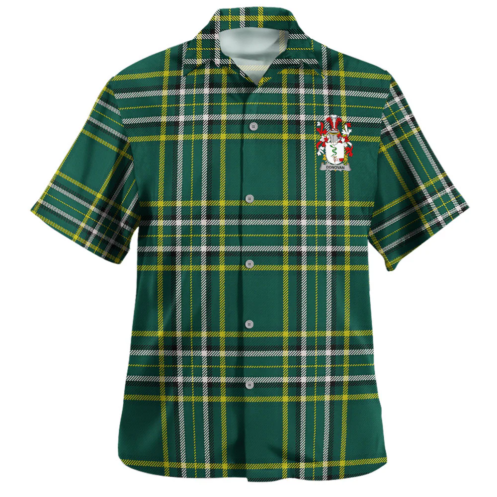 Irish Donovan Family Crest Tartan Hawaiian Shirt