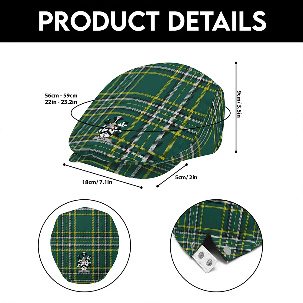 Irish Falls Family Crest Tartan Flat Cap - Image 6