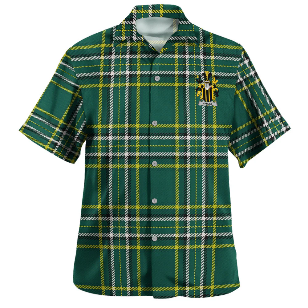 Irish Farley Family Crest Tartan Hawaiian Shirt