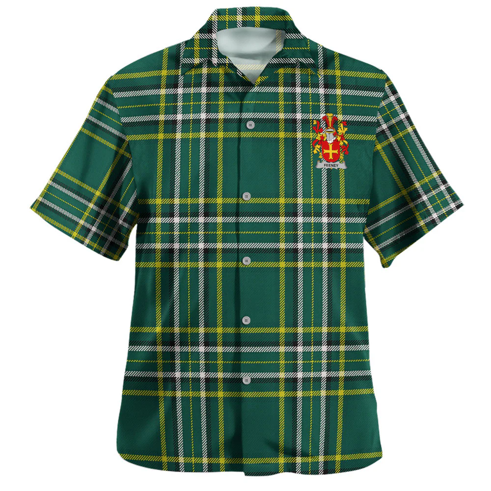 Irish Feeney Family Crest Tartan Hawaiian Shirt