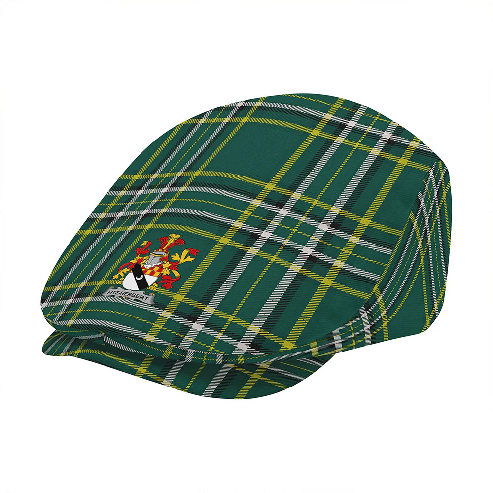 Irish Fitz-Herbert Family Crest Tartan Flat Cap - Image 3
