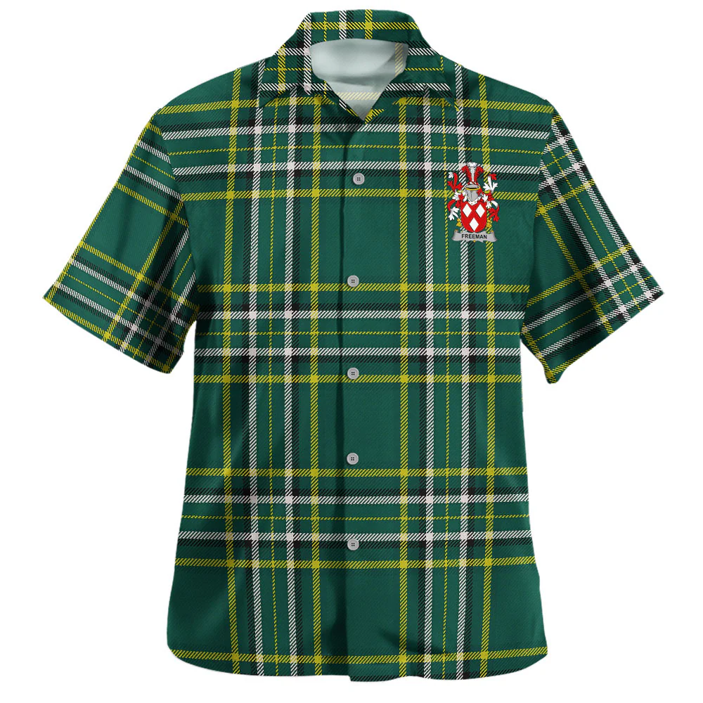 Irish Freeman Family Crest Tartan Hawaiian Shirt