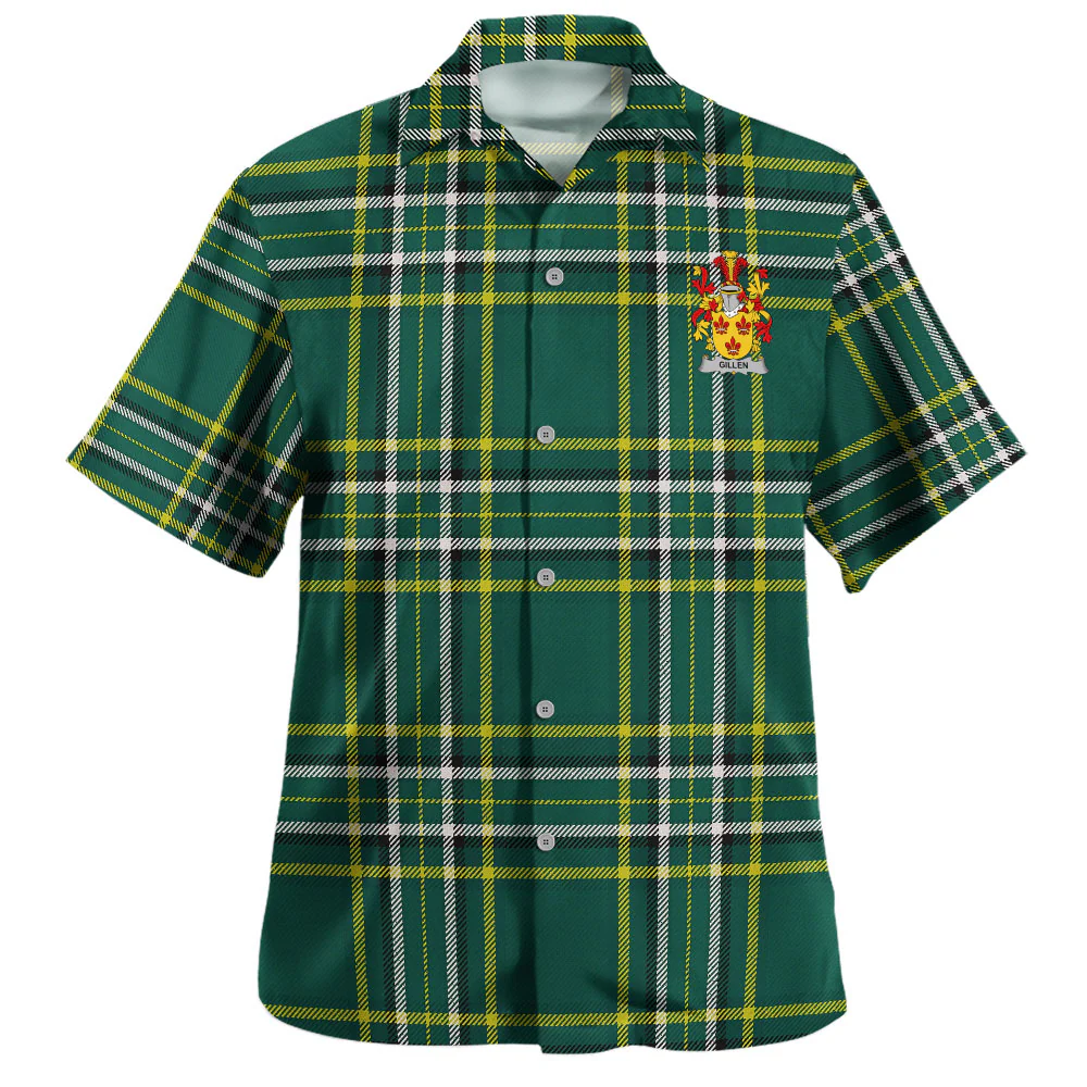 Irish Gillen Family Crest Tartan Hawaiian Shirt