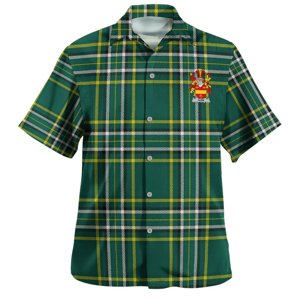 Irish Gore Family Crest Tartan Hawaiian Shirt