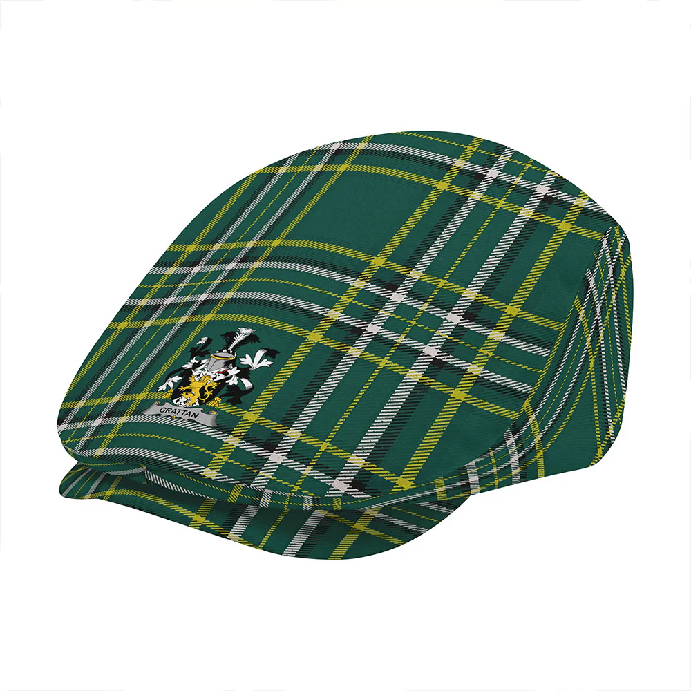 Irish Grattan Family Crest Tartan Flat Cap - Image 3