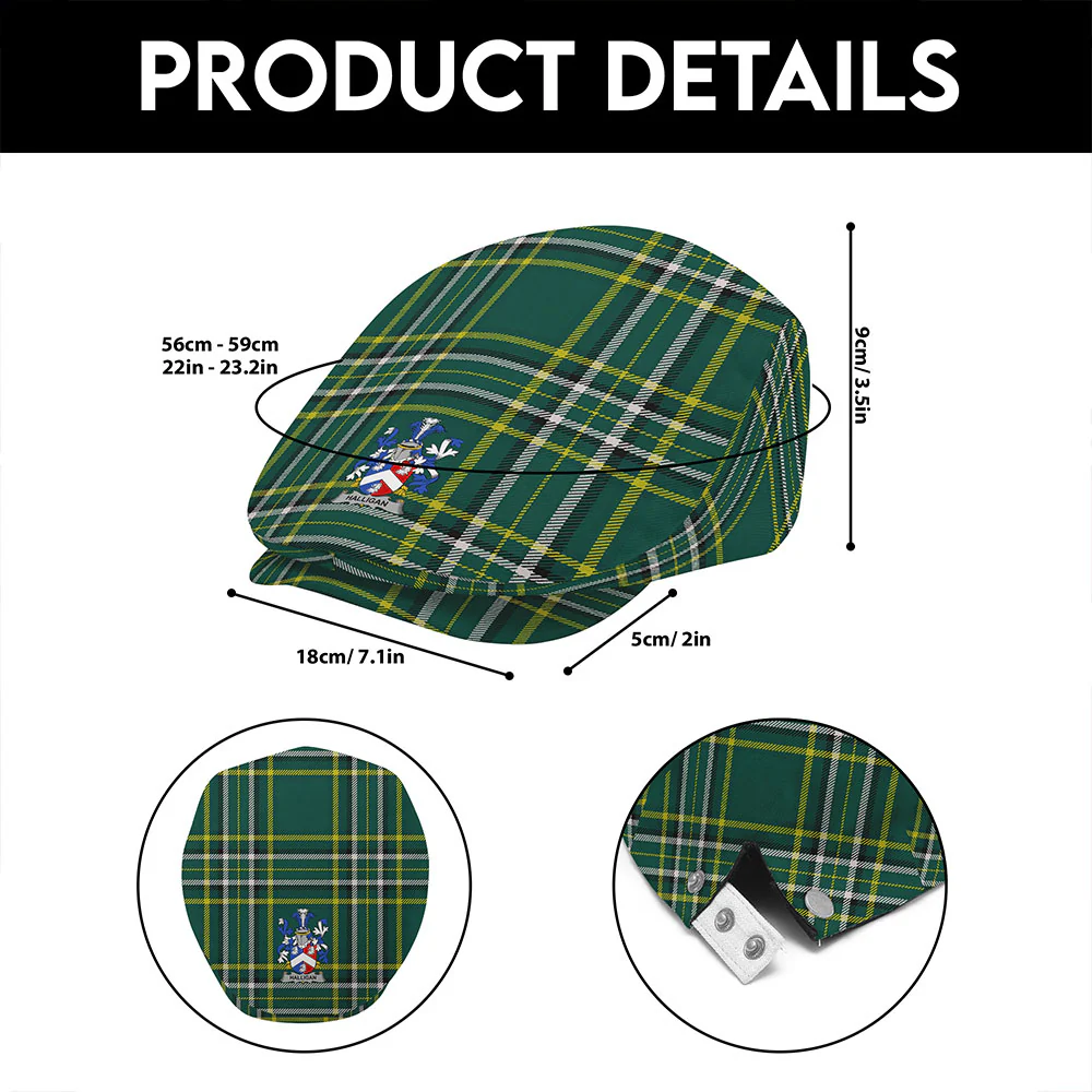 Irish Halligan Family Crest Tartan Flat Cap - Image 6