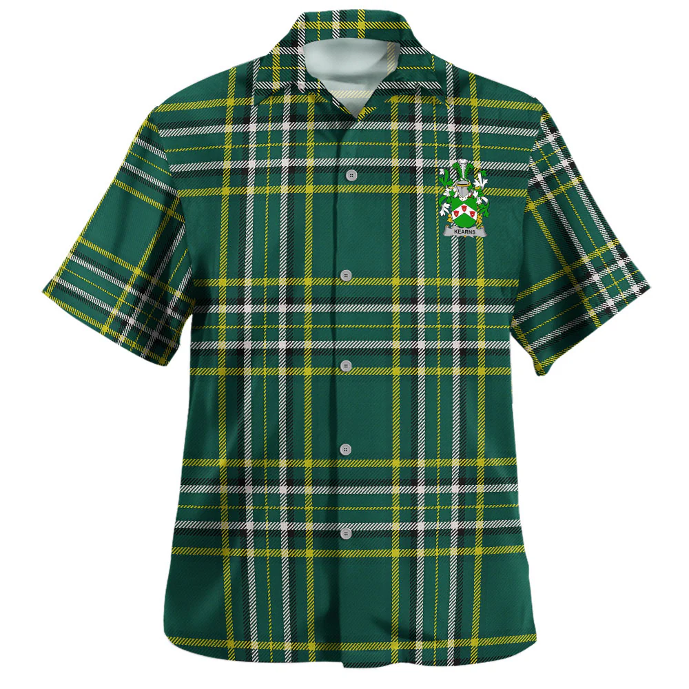 Irish Kearns Family Crest Tartan Hawaiian Shirt